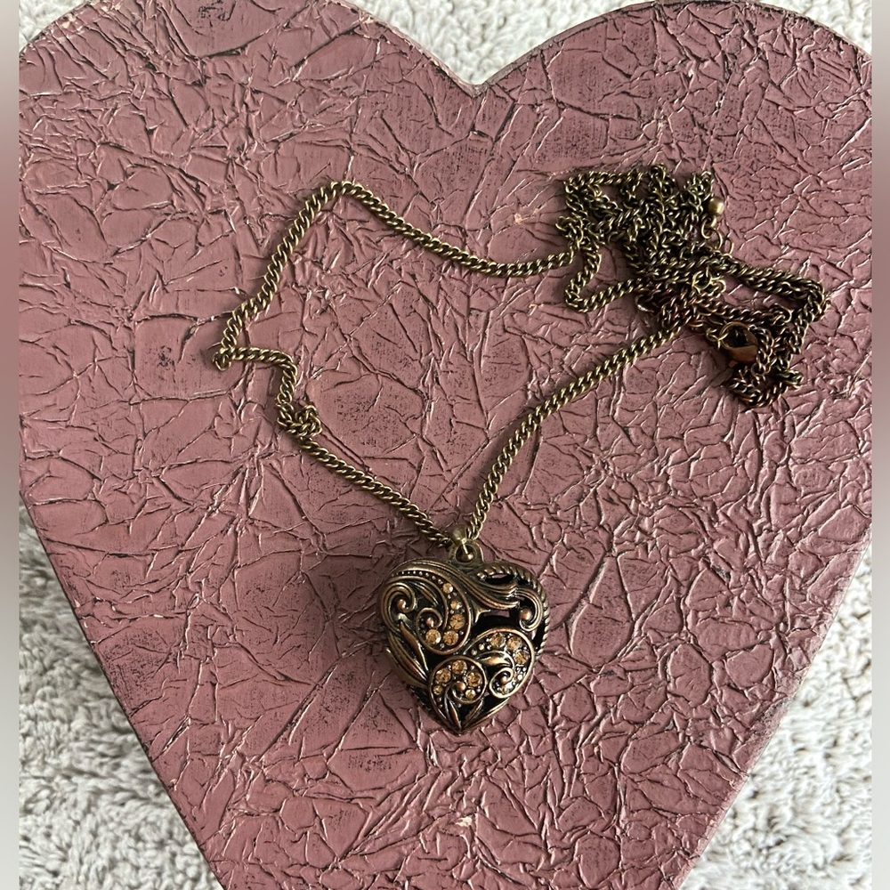 Bronze Heart Necklace With 16” Chain